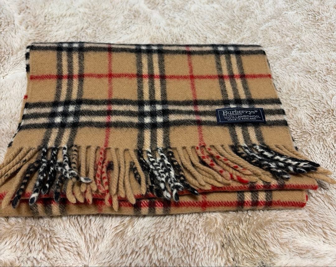 Burberry バーバリー　ベージュ　ノバチェック　マフラー　ラムウール
