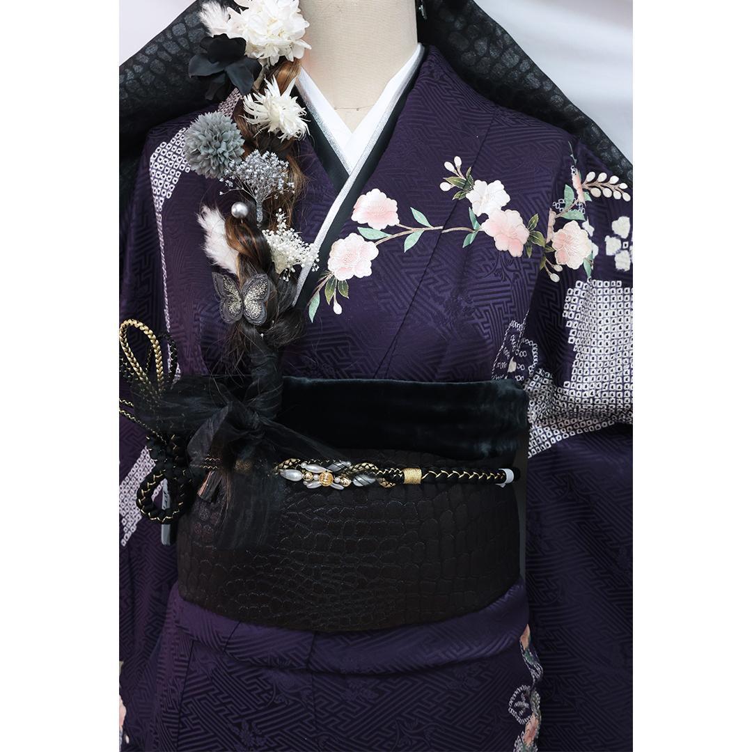 ◆ 振袖5点セット ◆丈160cm帯新品成人式前撮り紫部分絞り05TU