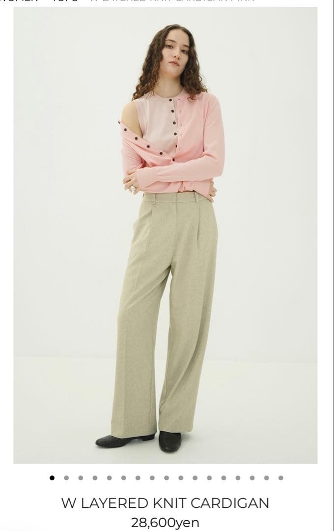 新品 CLANE W LAYERED KNIT CARDIGAN ピンク