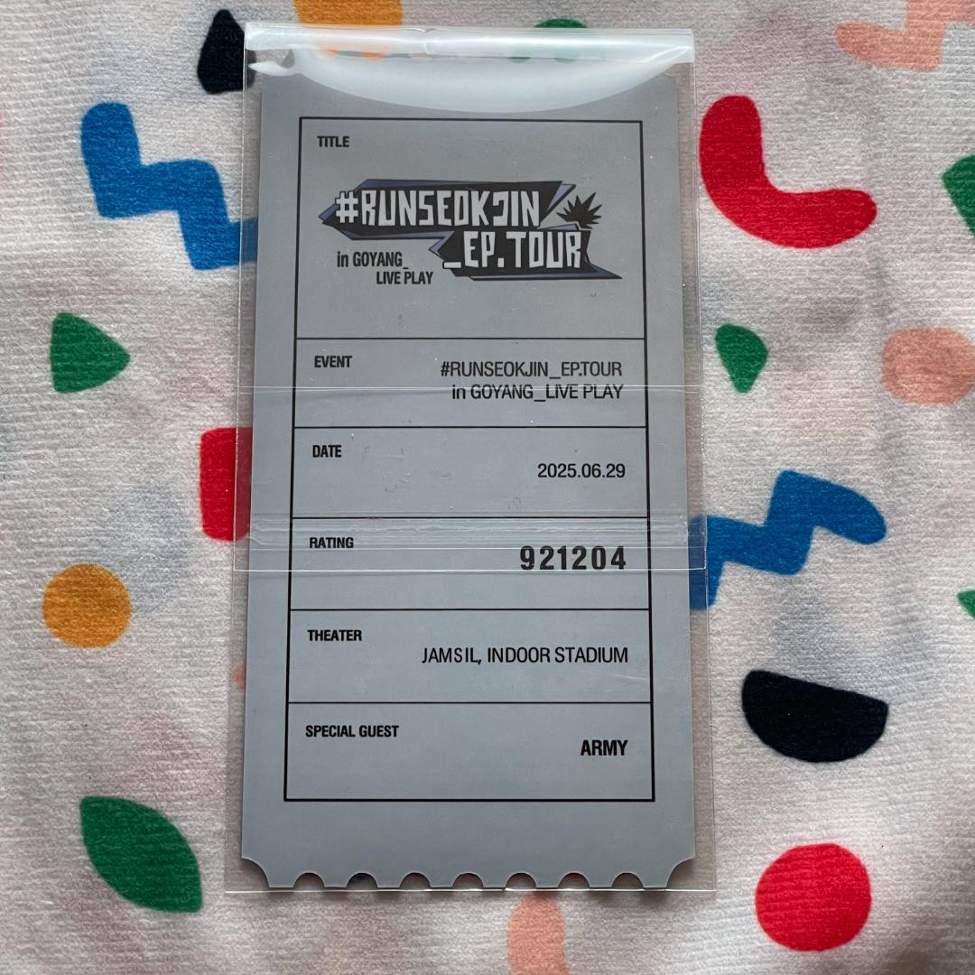 BTS 6/29 トレカ bts ジン RUNSEOKJIN_EP.TOUR
