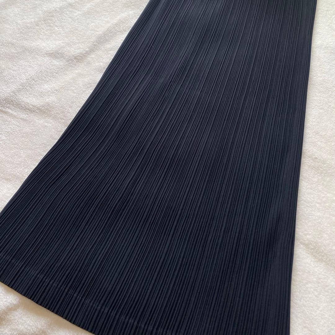 ISSEY MIYAKE ロング プリーツ タイトスカート ブラック