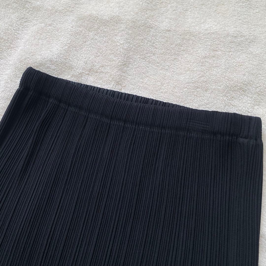 ISSEY MIYAKE ロング プリーツ タイトスカート ブラック