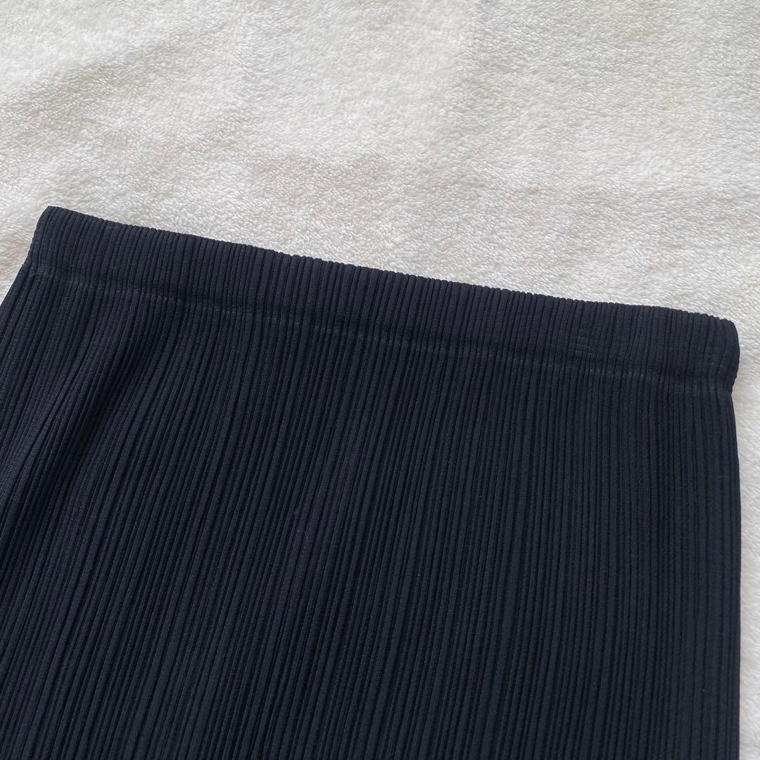 ISSEY MIYAKE ロング プリーツ タイトスカート ブラック