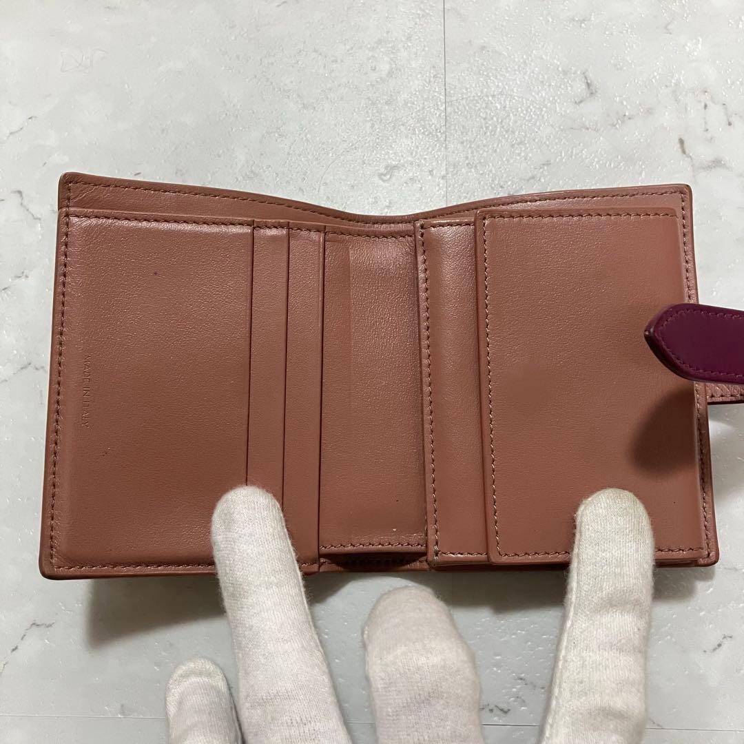 ✨極美品/付属品あり✨ CELINE スモールストラップ 2つ折り財布 ピンク