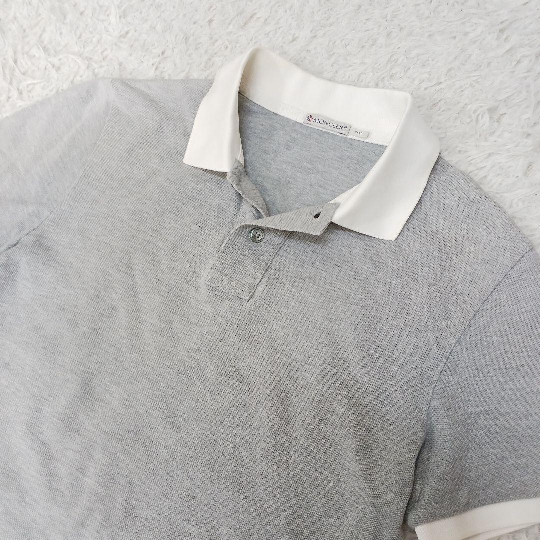 ✨美品✨モンクレール　ポロシャツ　ビッグロゴ グレー　ライン　XS