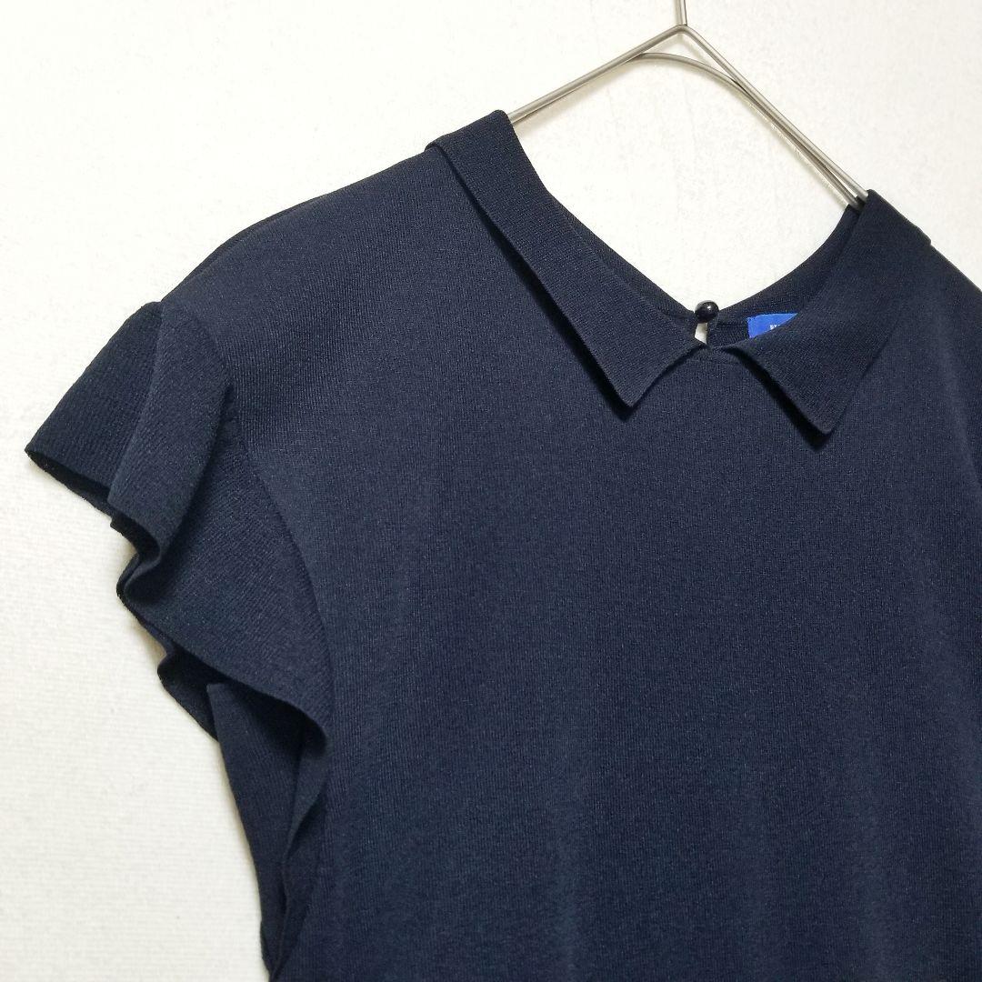 ブルーレーベル（36・S）ネイビー × チェック・Ａラインドッキングワンピース
