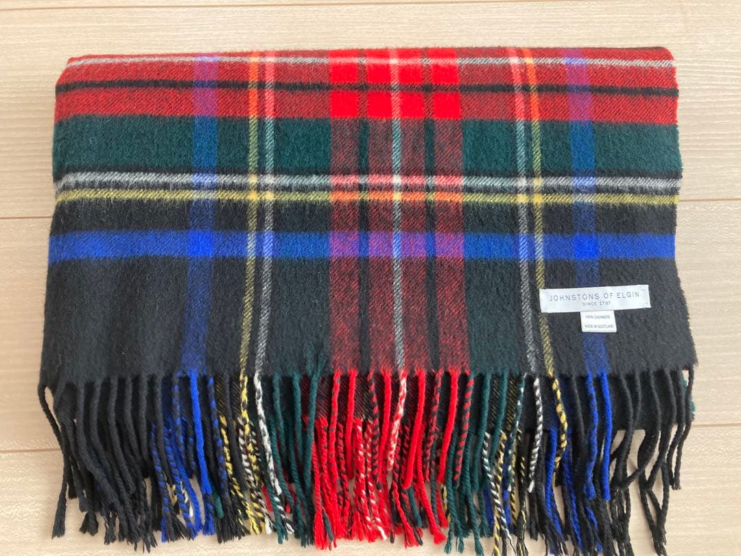 ジョンストンズ カシミヤ100％ 大判 ブラックスチュワート