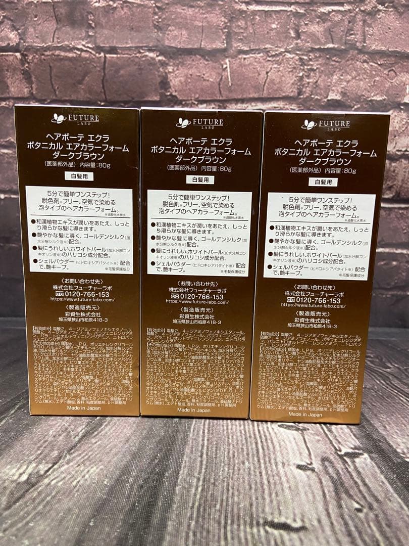 ヘアボーテ エクラ　ボタニカルエアカラーフォーム 80g×3 ダークブラウン