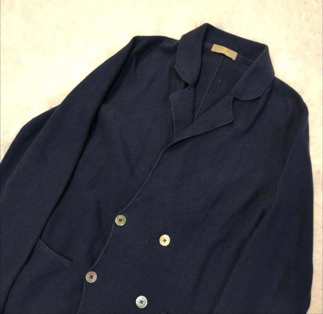 定価10万以上【極美品】クルチアーニ ダブル ニットジャケット 紺
