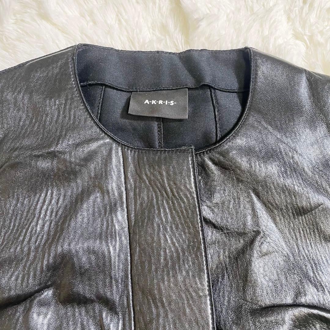 AKRIS アクリス　ラムレザー ロングコート ブラック Lサイズ