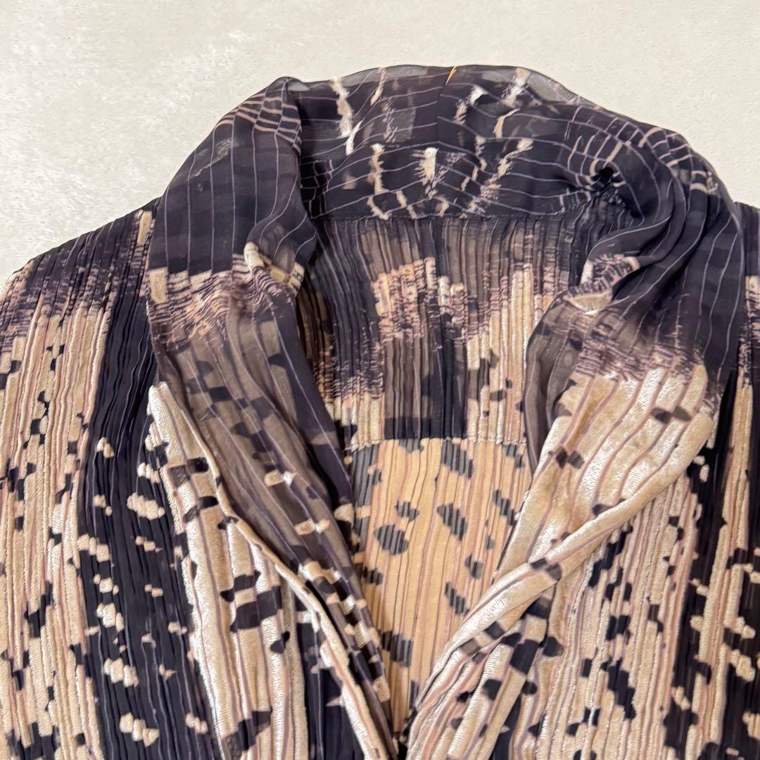極美品✨ISSEY MIYAKE プリーツ　ジャケット　シャツ　長袖　総柄