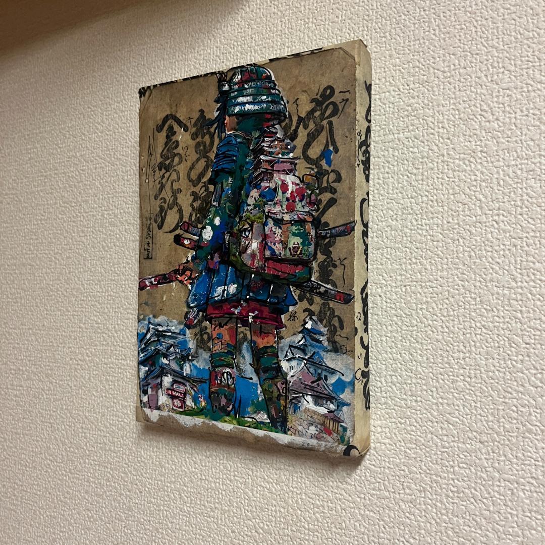 カラフルな武士の日本画