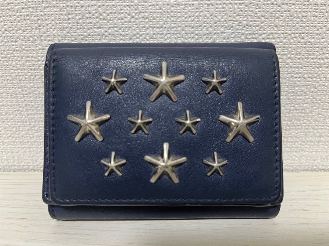 JIMMY CHOO ネイビー 三つ折り財布
