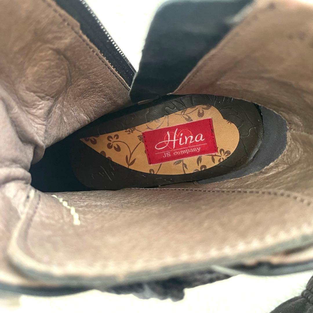 未使用品✨HINA JS company フラワーモチーフ ショートブーツ 黒
