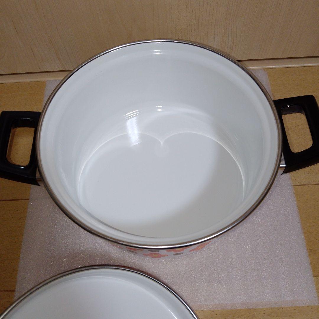 激レア品・ホクセイ　ホーロー鍋　当時物未使用　アデリアレトロ　花柄レトロ