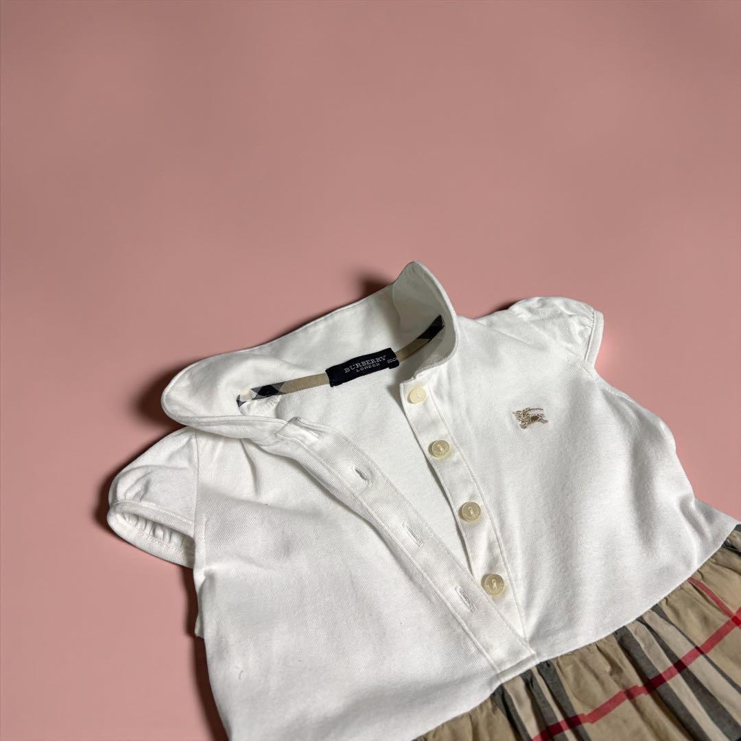美品BURBERRY半袖ワンピース80女の子キッズ正規品子供服バーバリー