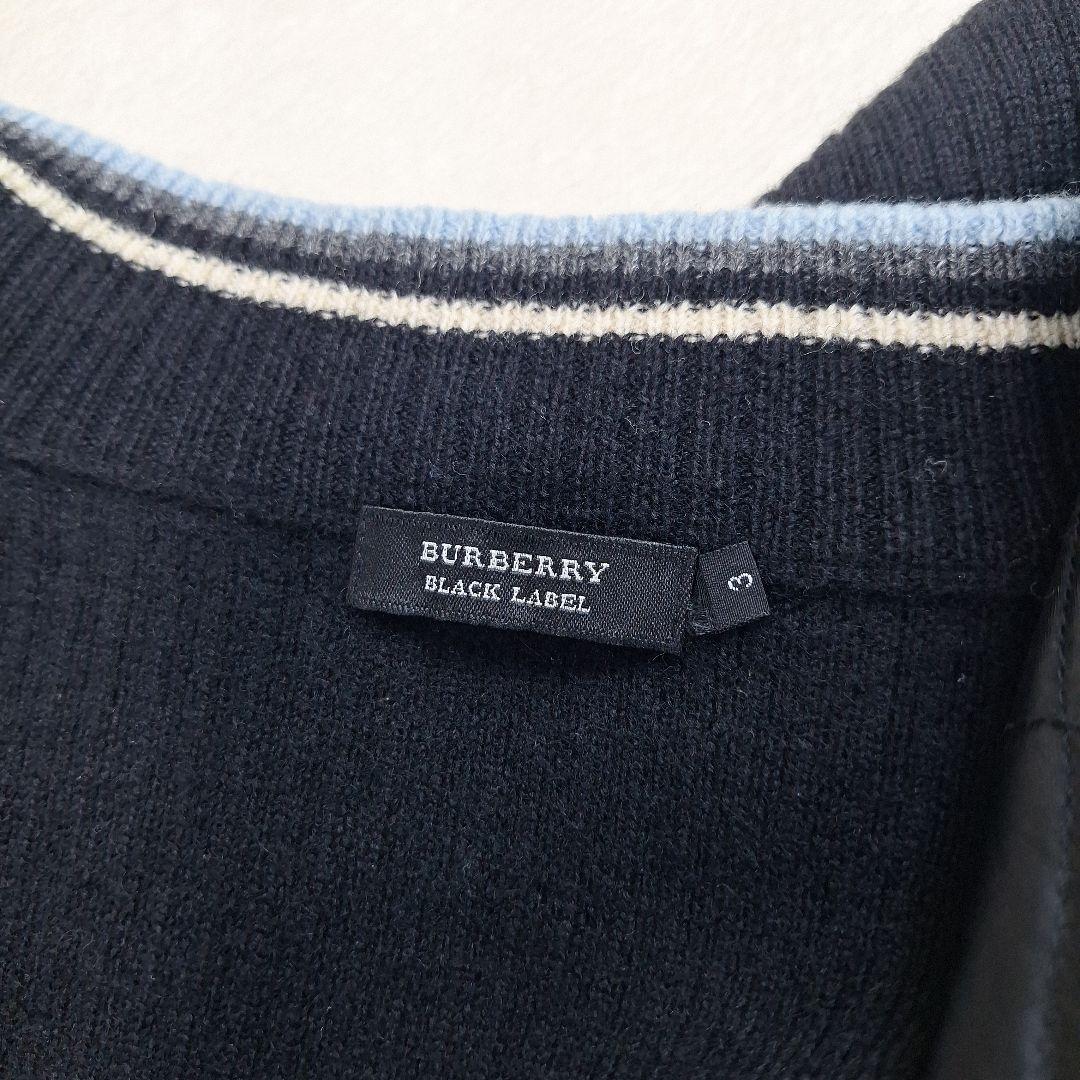 BURBERRYブラックレーベル　ジップアップブルゾン　ニット　切り替え　L