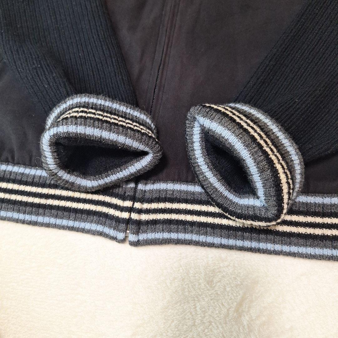 BURBERRYブラックレーベル　ジップアップブルゾン　ニット　切り替え　L