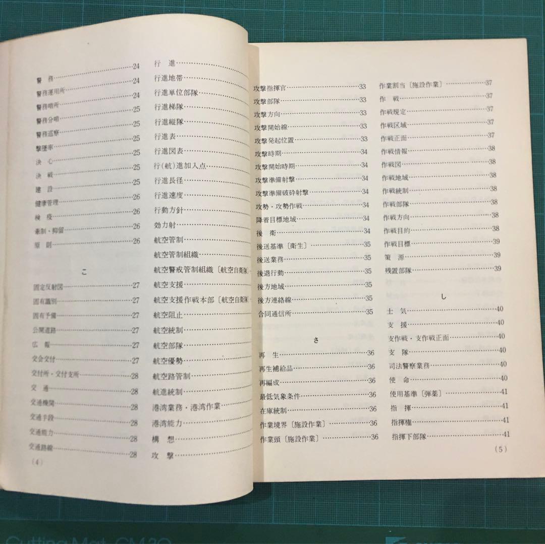 陸上幕僚監部　用語集　訓練資料　昭和43年11月　薄紙表紙カバー有り　自衛隊
