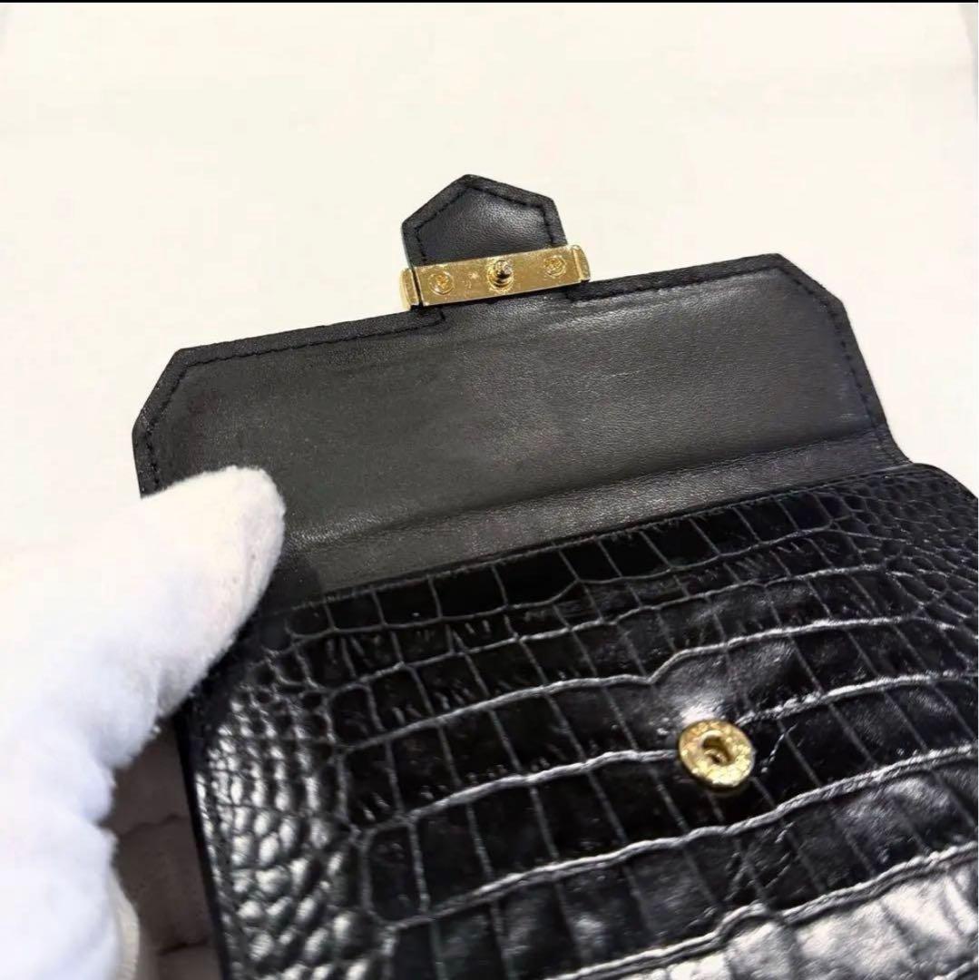 極美品‼️イブサンローラン ブラック 財布 廃盤品 クロコ型押し 希少 高級感