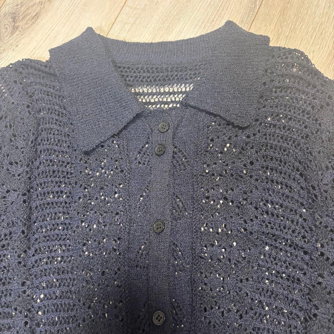 anuke Mix Knit Shirts ネイビー