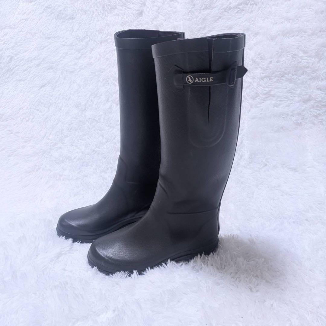 AIGLE エーグル レインシューズ 長靴23.5cm ダークブラウン