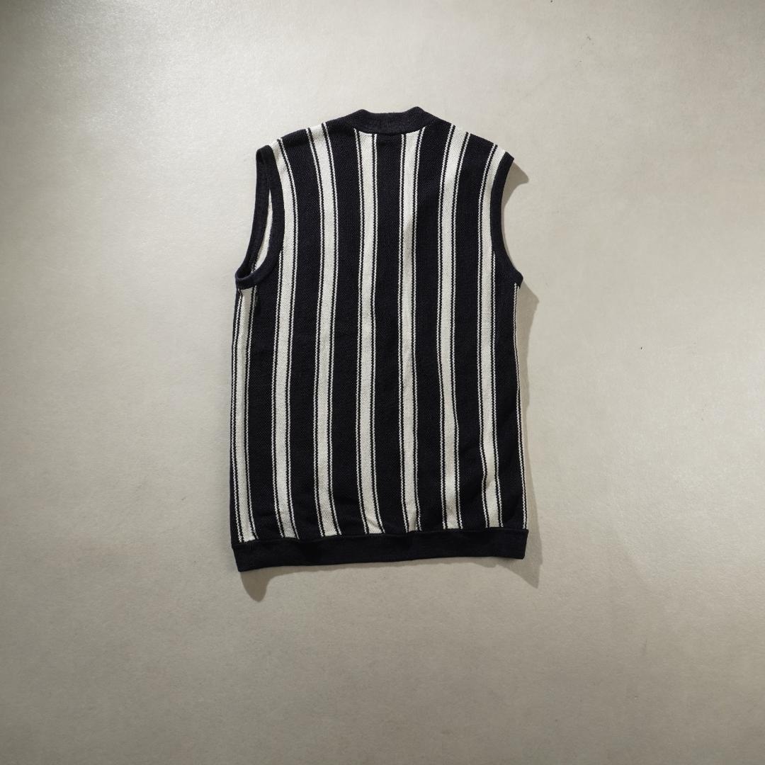 GIORGIO ARMANI ストライプ柄ボタンアップベスト 紺/FZ122