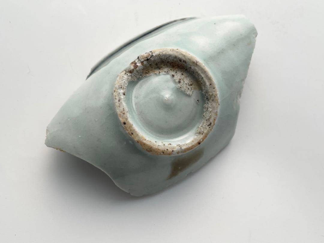 骨董　アンティーク　初期伊万里　陶片　染付　芙蓉手　蝶々　五寸皿　残欠　発掘品