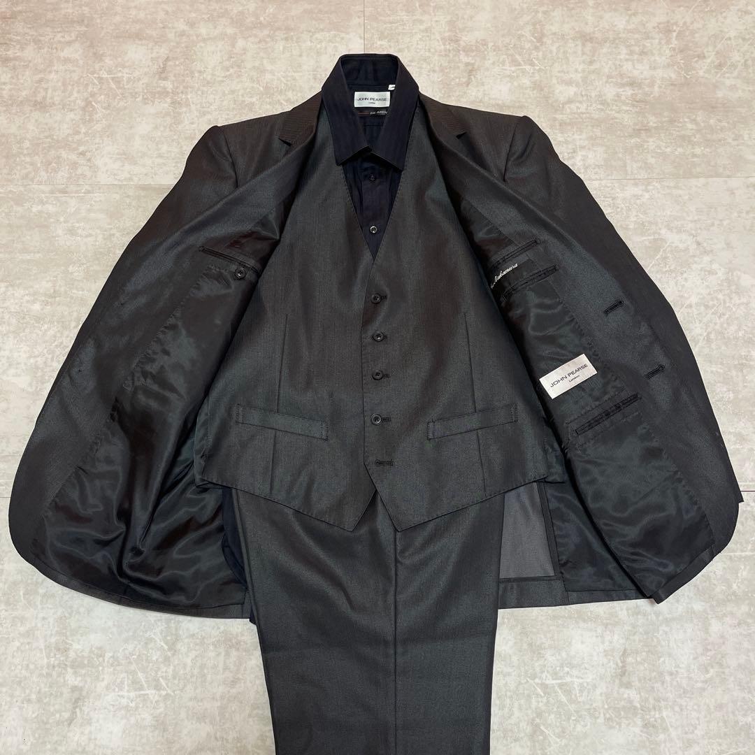 ジョンピアース ロンドン スリーピーススーツ グレー 96AB5 シャツ付