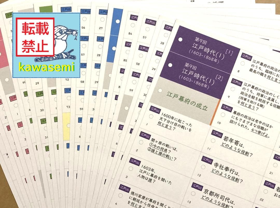 ゴロ付【中学受験】予習シリーズ社会 5年下 (全単元) 歴史 暗記カードa