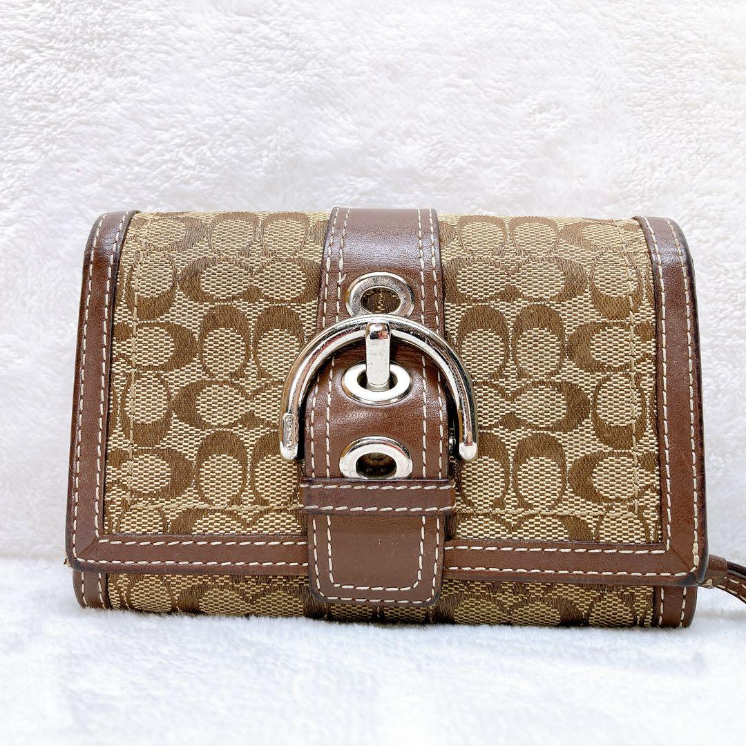 小物 Coach Soho Signature Flap Wallet Brown