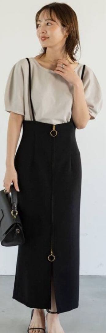 NOBLE ショルダーサロペットフープジップスカート