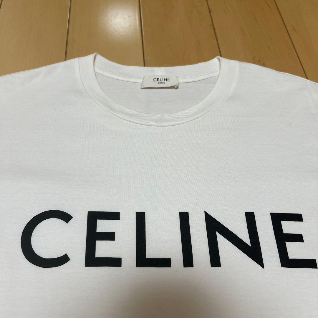 ゴ*う様 【美品】CELINE ホワイト Tシャツ ロゴ