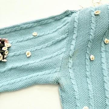 【希少ビンテージ】ピンクハウス　立体お花モチーフ ケーブルニットカーディガン