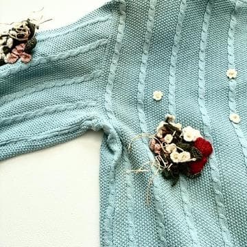 【希少ビンテージ】ピンクハウス　立体お花モチーフ ケーブルニットカーディガン
