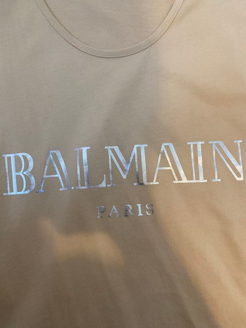 新品　BALMAIN ベージュ ノースリーブ Tシャツ