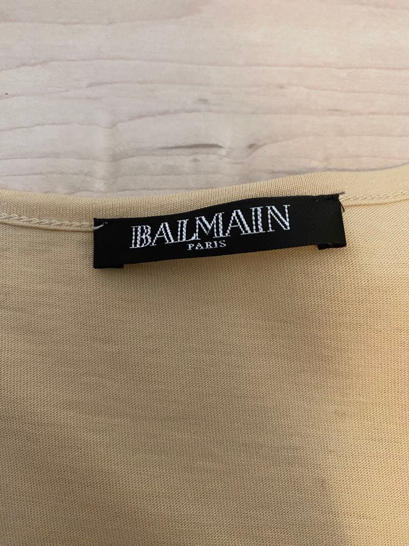 新品　BALMAIN ベージュ ノースリーブ Tシャツ