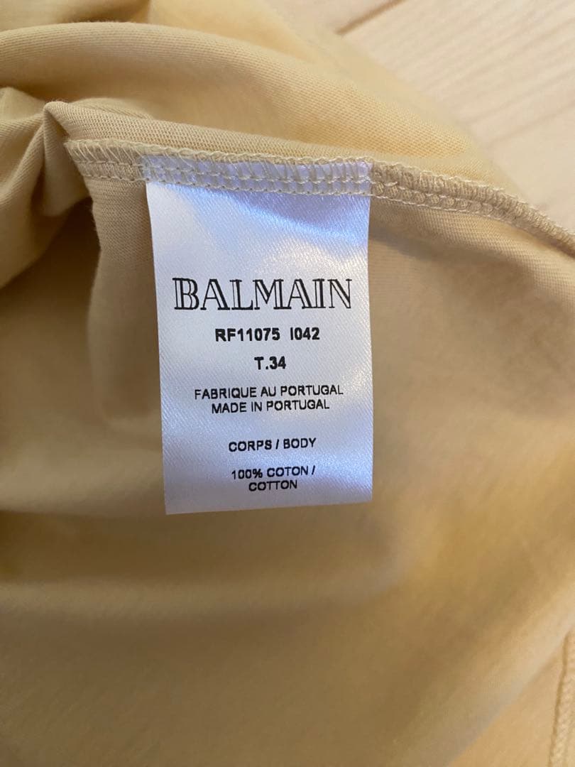 新品　BALMAIN ベージュ ノースリーブ Tシャツ