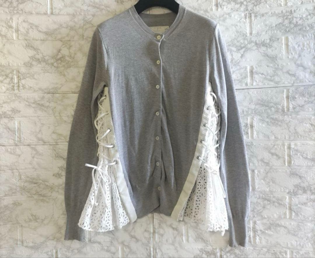 sacai サカイ ドッキングカーディガン　異素材　レース