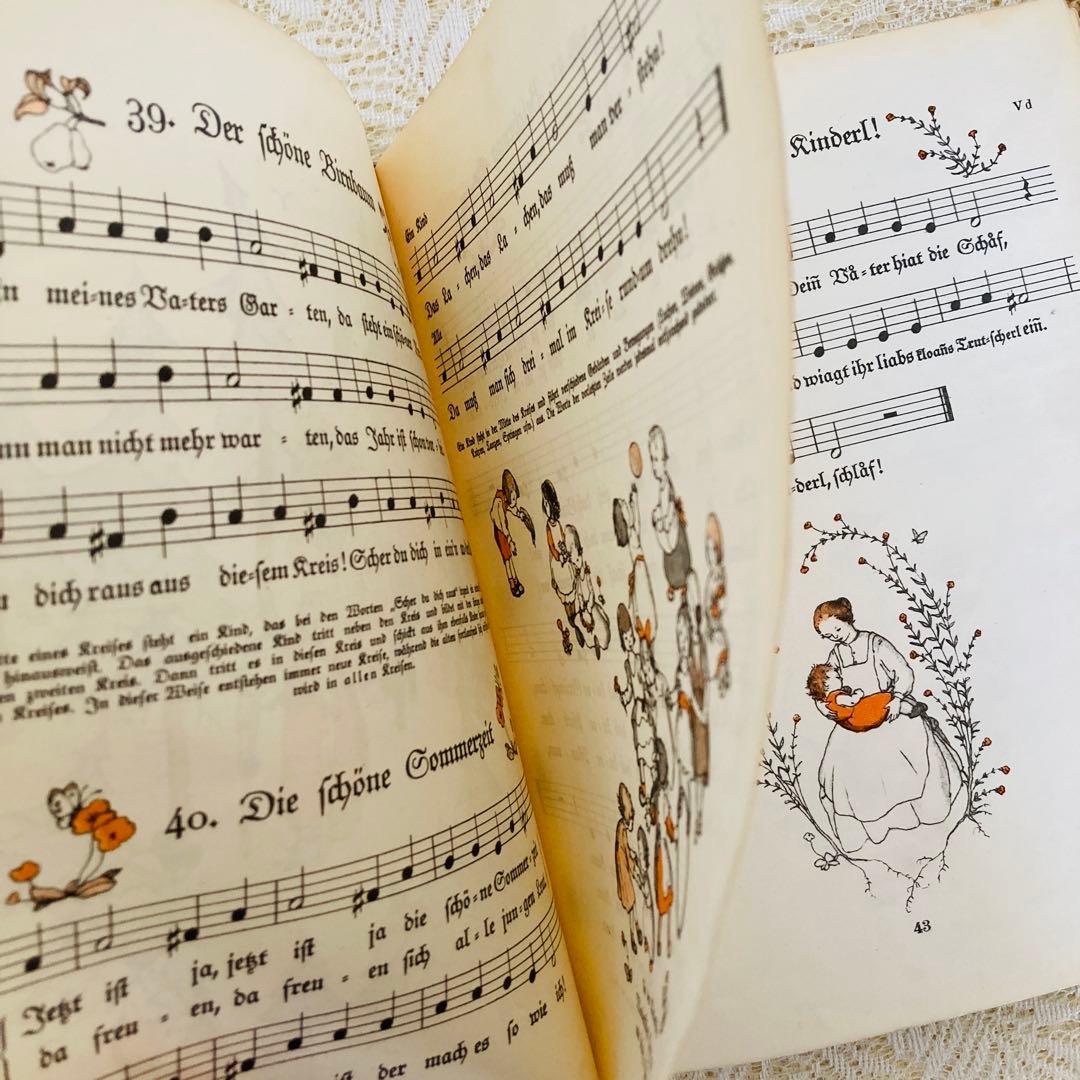 洋書　古書　ドイツ語のアンティーク楽譜絵本♪　イーダ・ボハッタの愛らしい挿絵