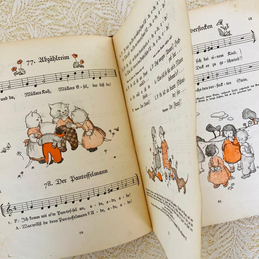 洋書　古書　ドイツ語のアンティーク楽譜絵本♪　イーダ・ボハッタの愛らしい挿絵
