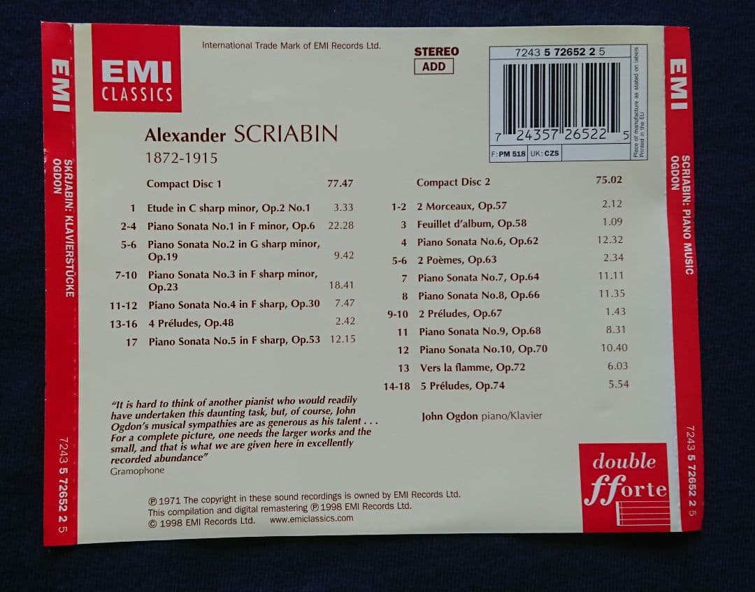 ジョン・オグドン
ロシア音楽4点セット
EMI&ASV盤