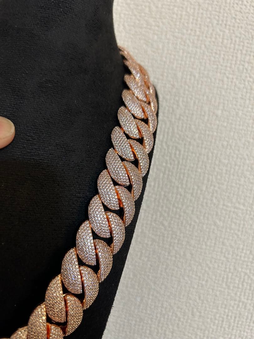 ローズゴールド iced out Miami necklace 20ミリ