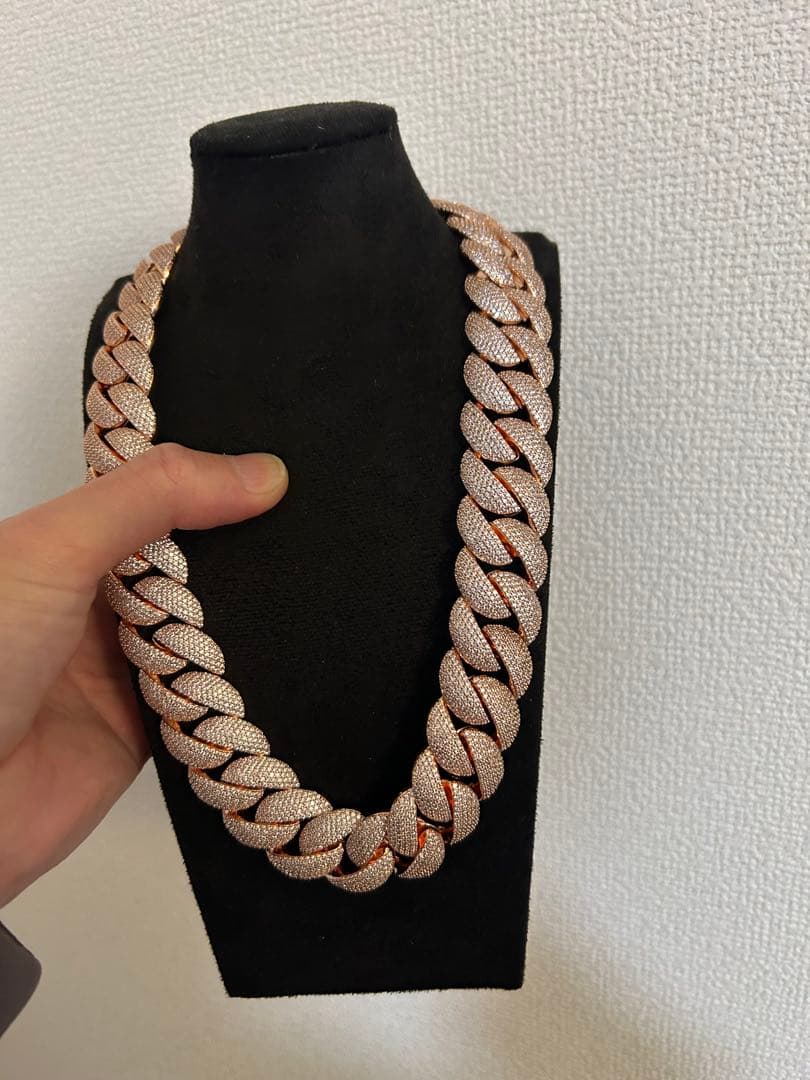 ローズゴールド iced out Miami necklace 20ミリ