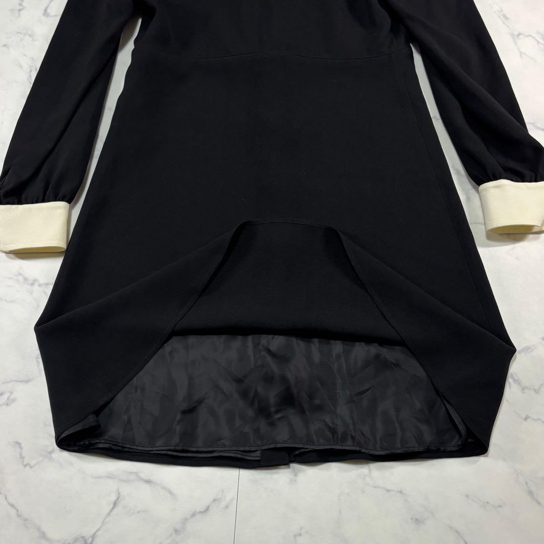 CELINE エディ期 ワンピース 38フランス製ブラック×ホワイト襟付き正規品