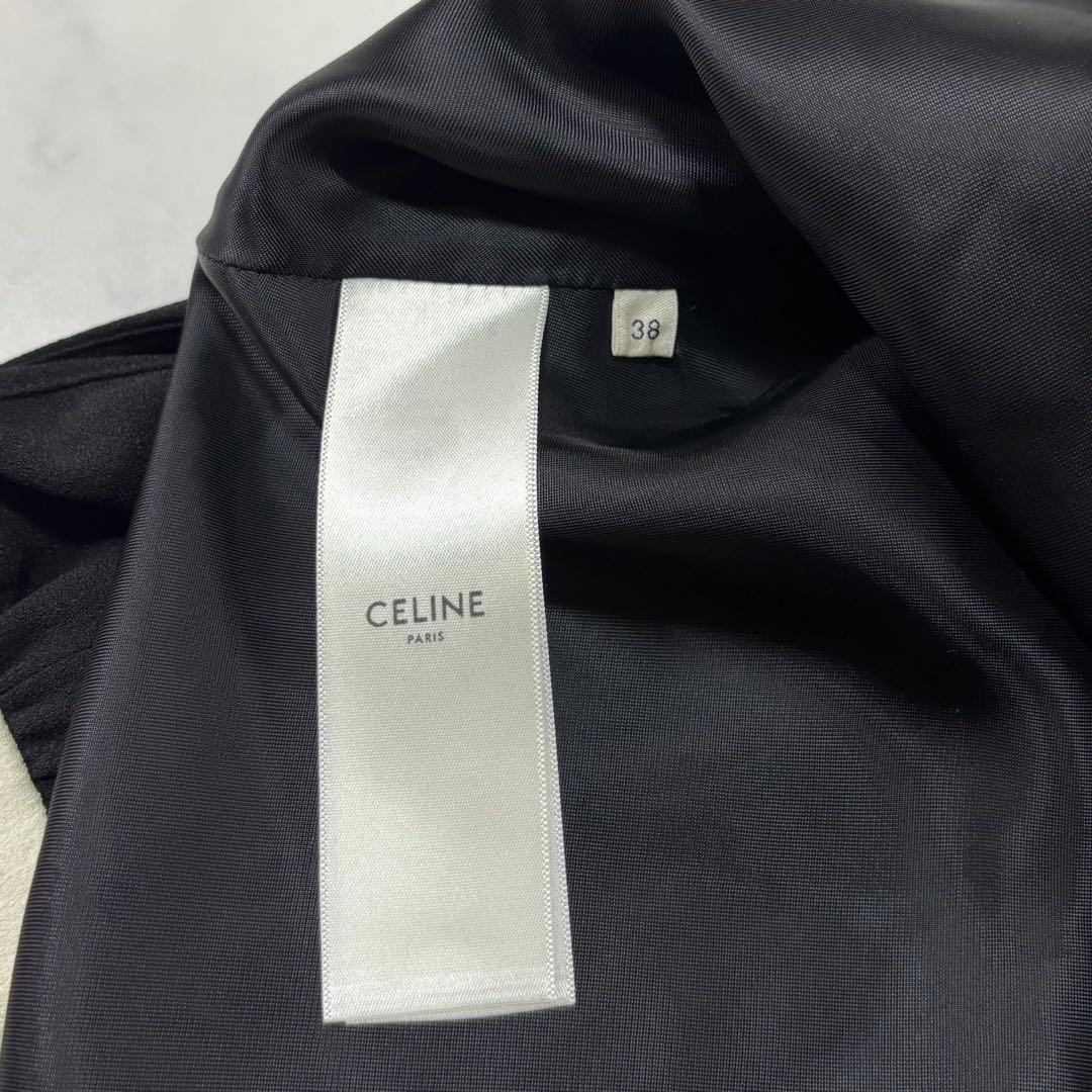 CELINE エディ期 ワンピース 38フランス製ブラック×ホワイト襟付き正規品