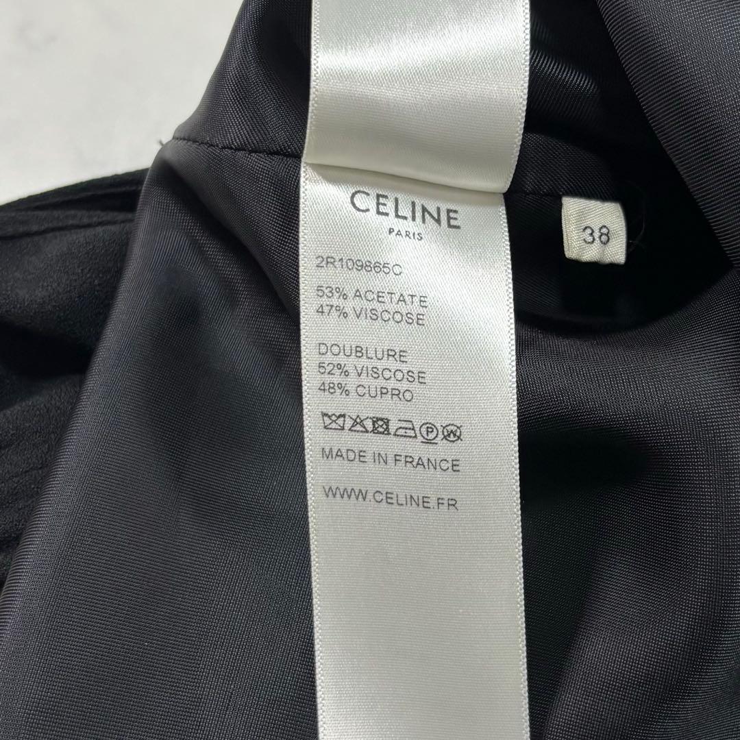 CELINE エディ期 ワンピース 38フランス製ブラック×ホワイト襟付き正規品