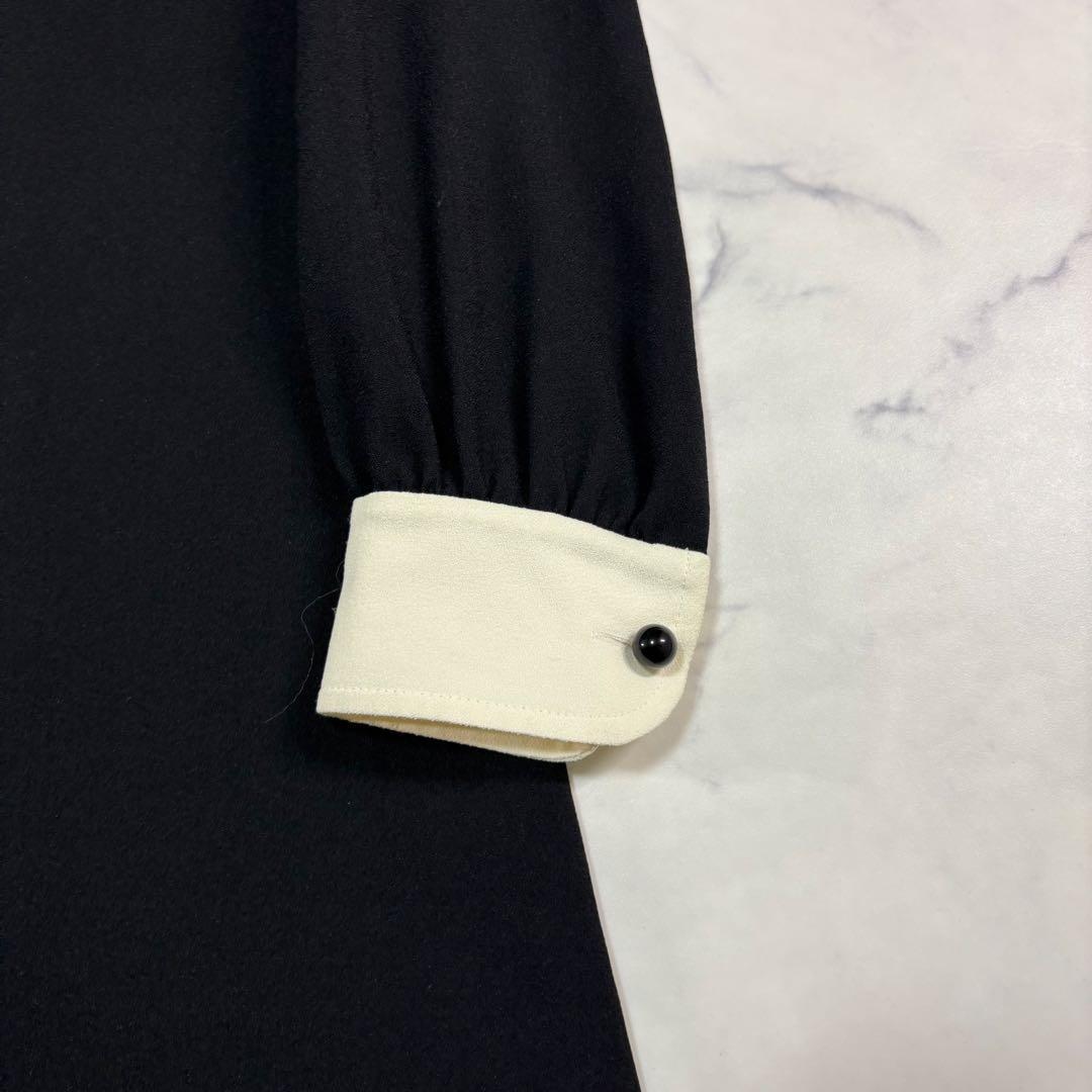 CELINE エディ期 ワンピース 38フランス製ブラック×ホワイト襟付き正規品
