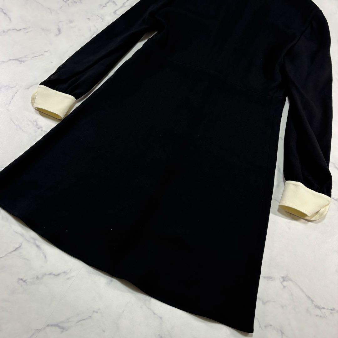 CELINE エディ期 ワンピース 38フランス製ブラック×ホワイト襟付き正規品