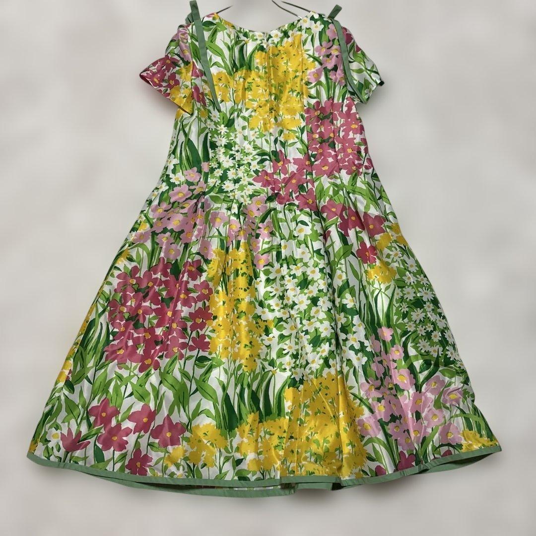 美品　M'S GRACY 花柄 総柄半袖ワンピース　38サイズ　ミモレ丈